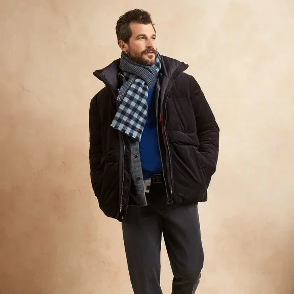 Banana Republic Corduroy Puffer Coat size XXL Navy - Picture 2 of 6